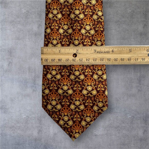 YVES SAINT LAURENT Tie Made in Italy Geometric 100% Silk YSL Tie Necktie Floral - Picture 6 of 8